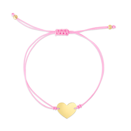 Pink Flat heart - Bracelet 14K